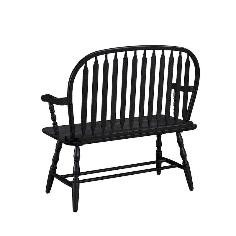 Windsor Bench Antique Black | 44" W x 41" H | 350 lb Capacity | Wood Entryway Seat