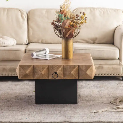 Three-dimensional Embossed Pattern Square Retro Coffee Table