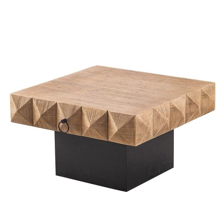 Three-dimensional Embossed Pattern Square Retro Coffee Table