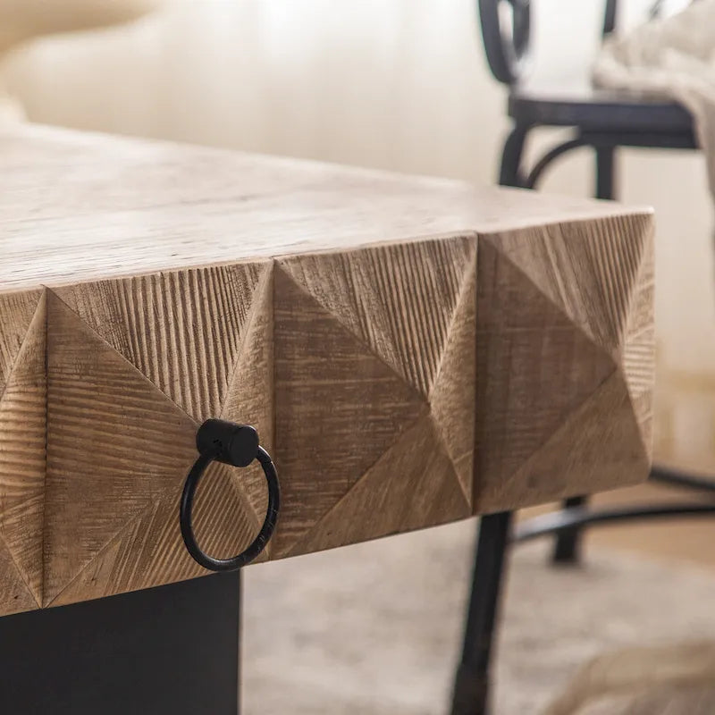 Three-dimensional Embossed Pattern Square Retro Coffee Table