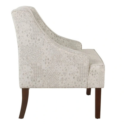 Porch & Den Lyric Swoop Arm Cream/ Gray Vintage Stencil Accent Chair