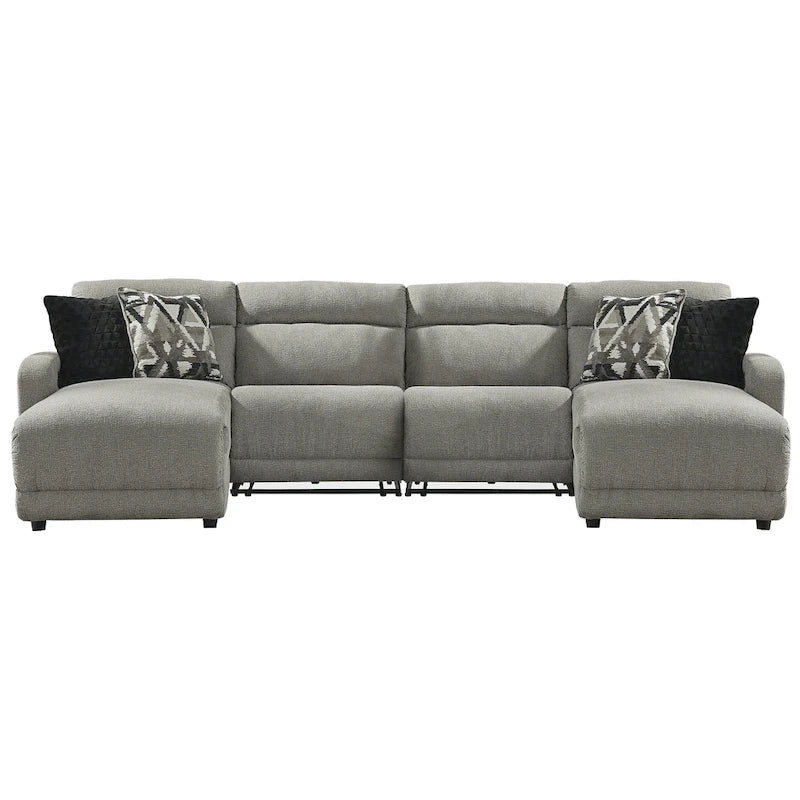  Colleyville Gray 4-Piece Power Reclining Sectional with Chaise - 140W x 65D x 39H