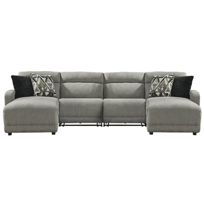  Colleyville Gray 4-Piece Power Reclining Sectional with Chaise - 140W x 65D x 39H