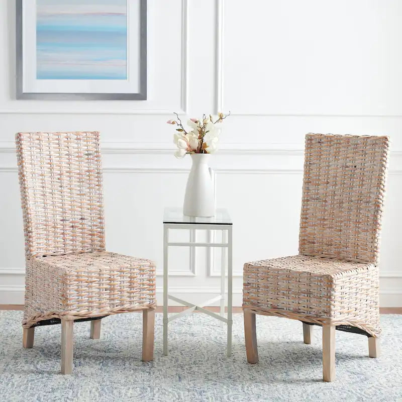 SAFAVIEH Pembrooke Natural Wicker Dining Chair (Set of 2) - 19 W x 22 D x 41 H