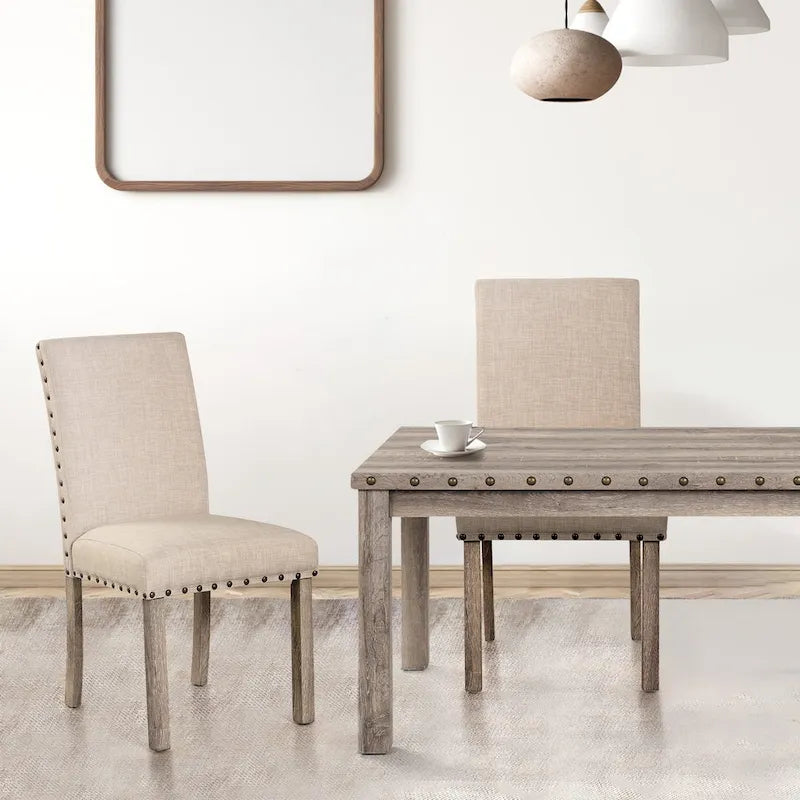 Morden Fort Farmhouse Dining Table Set Rectangular Chair 7-piece