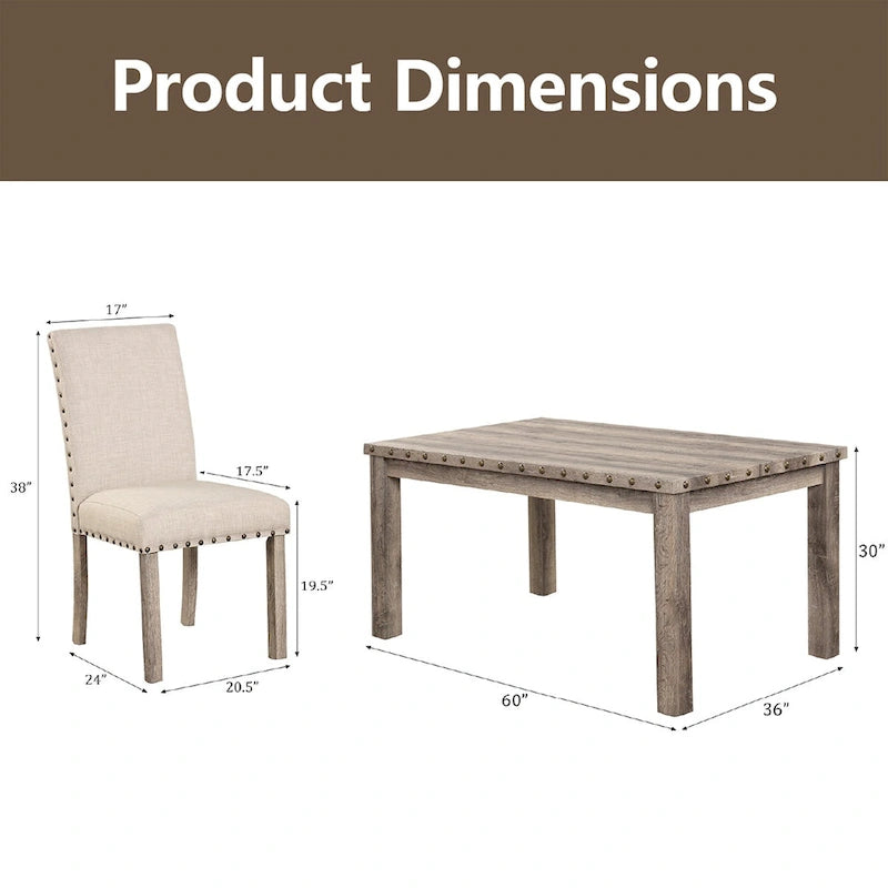 Morden Fort Farmhouse Dining Table Set Rectangular Chair 7-piece