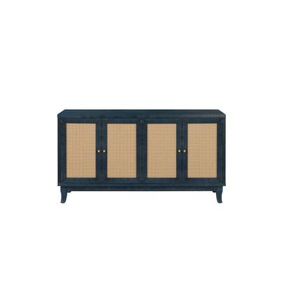 Modern Accent Storage Cabinet Sideboard Wooden Cabinet Console Table with 4 Doors and Adjustable Shelves