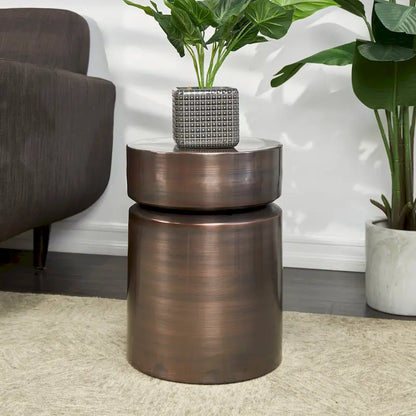 Metal Drum Accent Table - Copper or Black - Roche River Decor