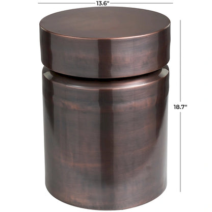 Metal Drum Accent Table - Copper or Black - Roche River Decor