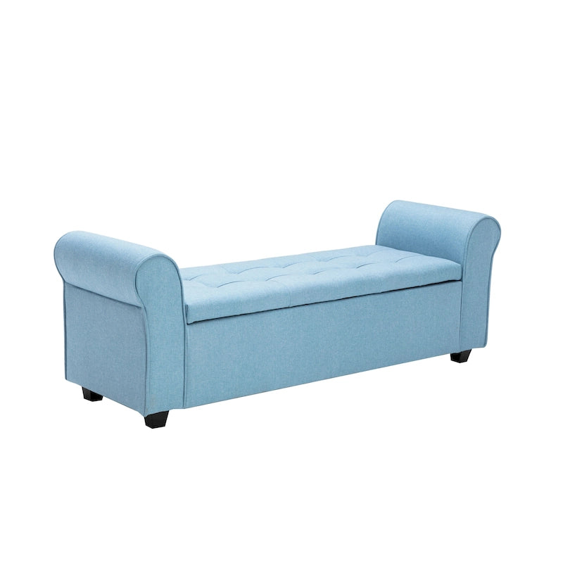 Porthos Home Wena Storage Bench, Rolled Armrests, Fabric Upholstery