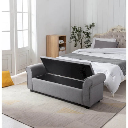 Porthos Home Wena Storage Bench, Rolled Armrests, Fabric Upholstery