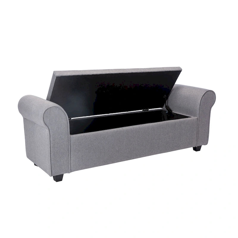 Porthos Home Wena Storage Bench, Rolled Armrests, Fabric Upholstery