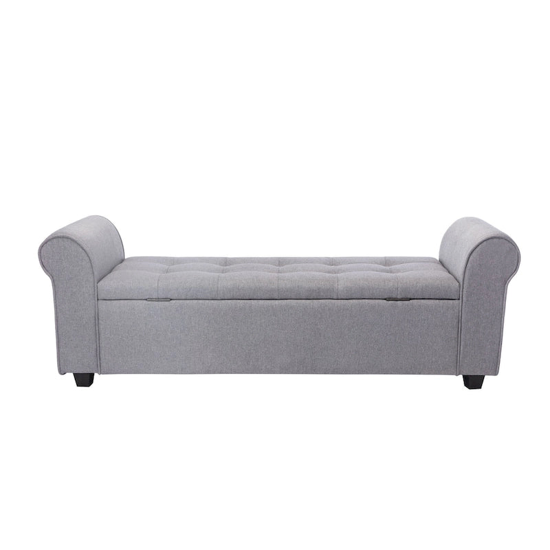 Porthos Home Wena Storage Bench, Rolled Armrests, Fabric Upholstery