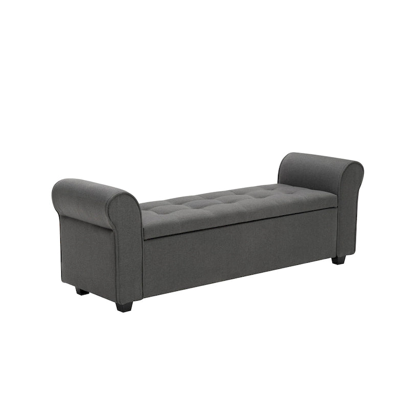 Porthos Home Wena Storage Bench, Rolled Armrests, Fabric Upholstery