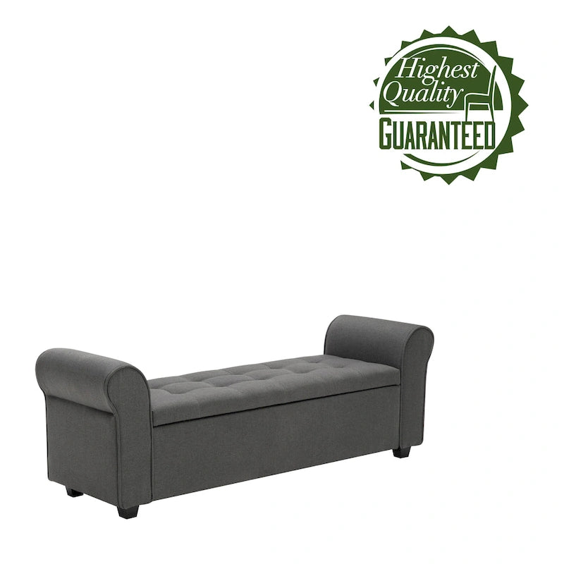 Porthos Home Wena Storage Bench, Rolled Armrests, Fabric Upholstery