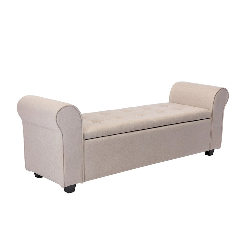 Porthos Home Wena Storage Bench, Rolled Armrests, Fabric Upholstery