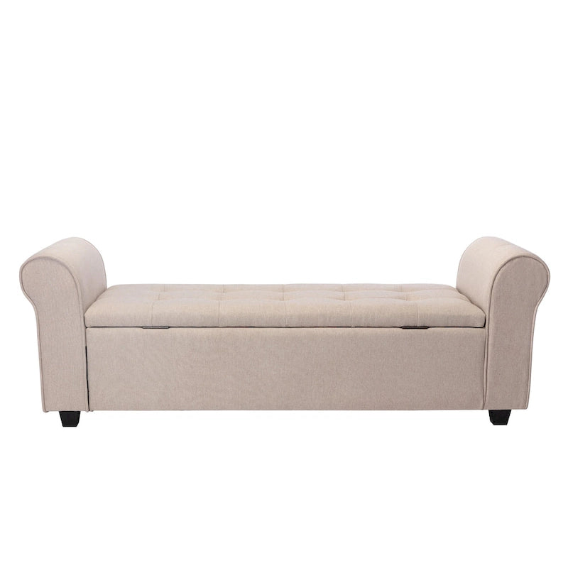 Porthos Home Wena Storage Bench, Rolled Armrests, Fabric Upholstery