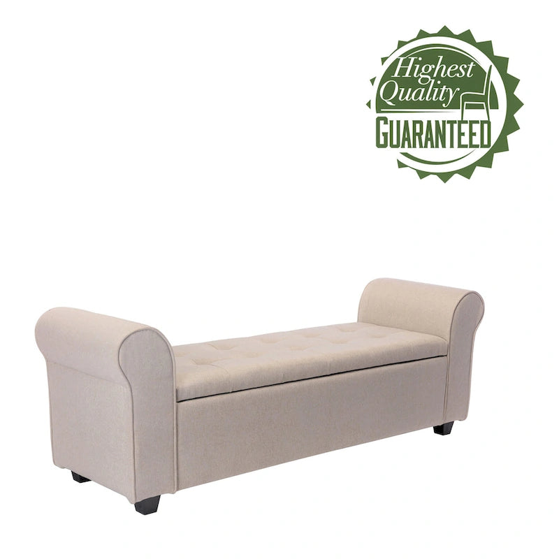 Porthos Home Wena Storage Bench, Rolled Armrests, Fabric Upholstery