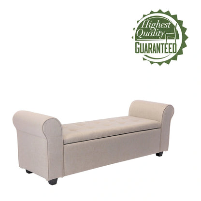 Porthos Home Wena Storage Bench, Rolled Armrests, Fabric Upholstery