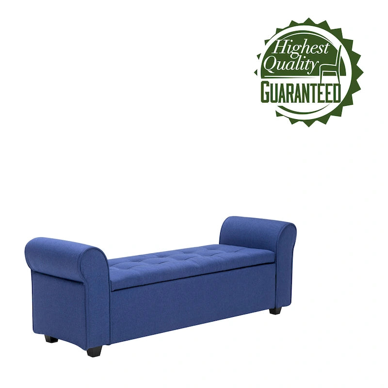 Porthos Home Wena Storage Bench, Rolled Armrests, Fabric Upholstery