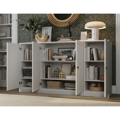 100% Solid Wood 65 Sideboard with Clear, Frosted Glass or Solid Wood Doors by Palace Imports