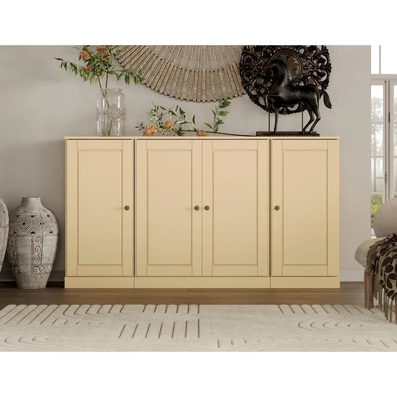 100% Solid Wood 65 Sideboard with Clear, Frosted Glass or Solid Wood Doors by Palace Imports