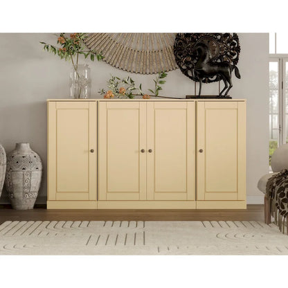 100% Solid Wood 65 Sideboard with Clear, Frosted Glass or Solid Wood Doors by Palace Imports