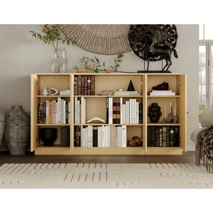 100% Solid Wood 65 Sideboard with Clear, Frosted Glass or Solid Wood Doors by Palace Imports