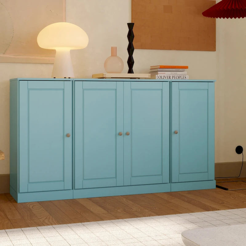 100% Solid Wood 65 Sideboard with Clear, Frosted Glass or Solid Wood Doors by Palace Imports