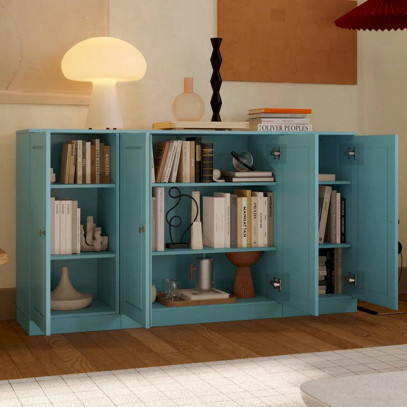 100% Solid Wood 65 Sideboard with Clear, Frosted Glass or Solid Wood Doors by Palace Imports