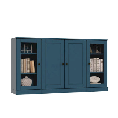100% Solid Wood 65 Sideboard with Clear, Frosted Glass or Solid Wood Doors by Palace Imports
