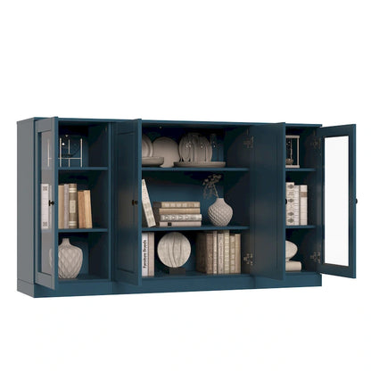 100% Solid Wood 65 Sideboard with Clear, Frosted Glass or Solid Wood Doors by Palace Imports