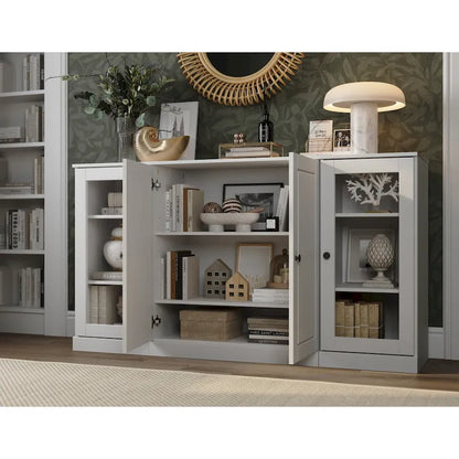 100% Solid Wood 65 Sideboard with Clear, Frosted Glass or Solid Wood Doors by Palace Imports