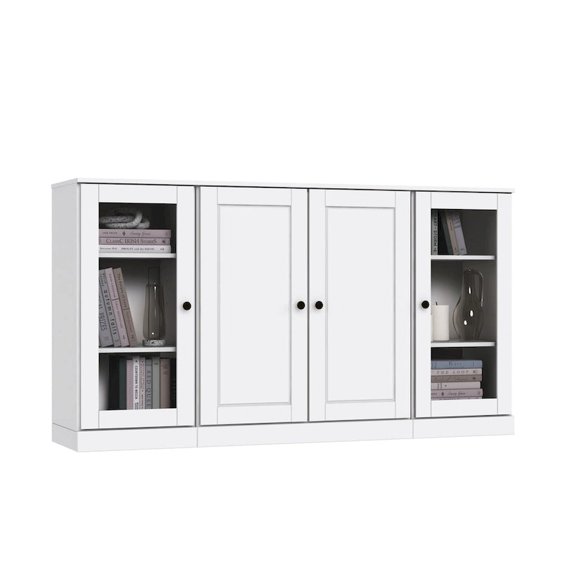 100% Solid Wood 65 Sideboard with Clear, Frosted Glass or Solid Wood Doors by Palace Imports