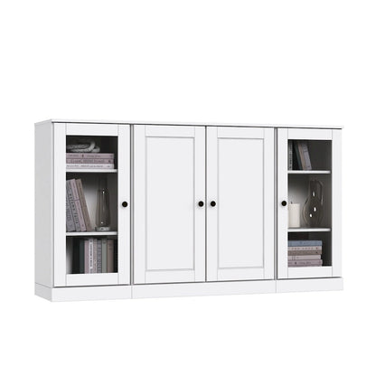 100% Solid Wood 65 Sideboard with Clear, Frosted Glass or Solid Wood Doors by Palace Imports