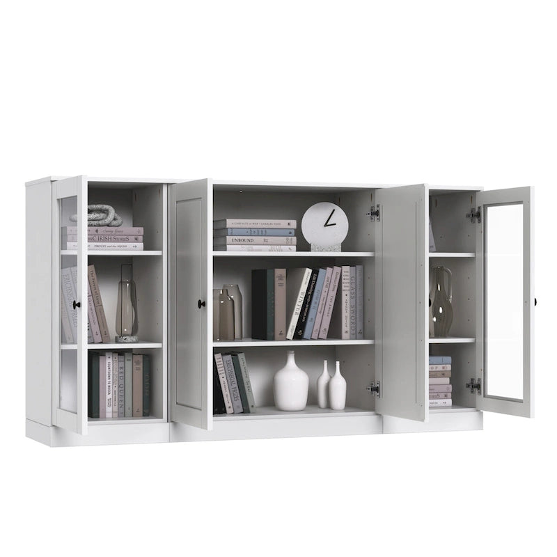 100% Solid Wood 65 Sideboard with Clear, Frosted Glass or Solid Wood Doors by Palace Imports