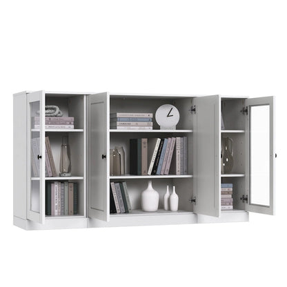 100% Solid Wood 65 Sideboard with Clear, Frosted Glass or Solid Wood Doors by Palace Imports