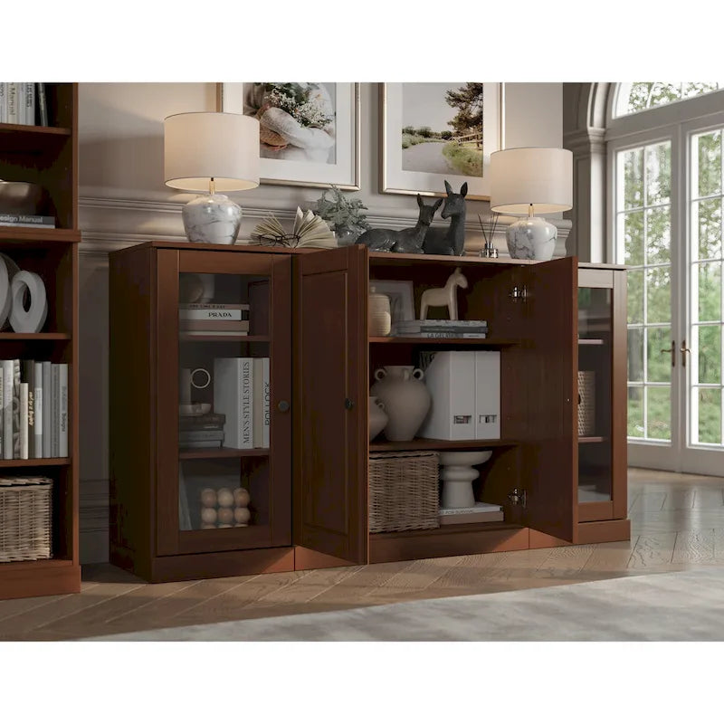 100% Solid Wood 65 Sideboard with Clear, Frosted Glass or Solid Wood Doors by Palace Imports