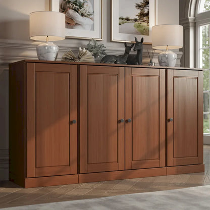 100% Solid Wood 65 Sideboard with Clear, Frosted Glass or Solid Wood Doors by Palace Imports