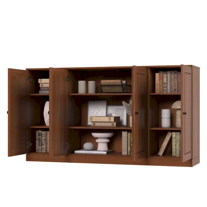 100% Solid Wood 65 Sideboard with Clear, Frosted Glass or Solid Wood Doors by Palace Imports