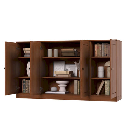 100% Solid Wood 65 Sideboard with Clear, Frosted Glass or Solid Wood Doors by Palace Imports
