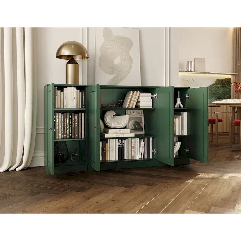 100% Solid Wood 65 Sideboard with Clear, Frosted Glass or Solid Wood Doors by Palace Imports
