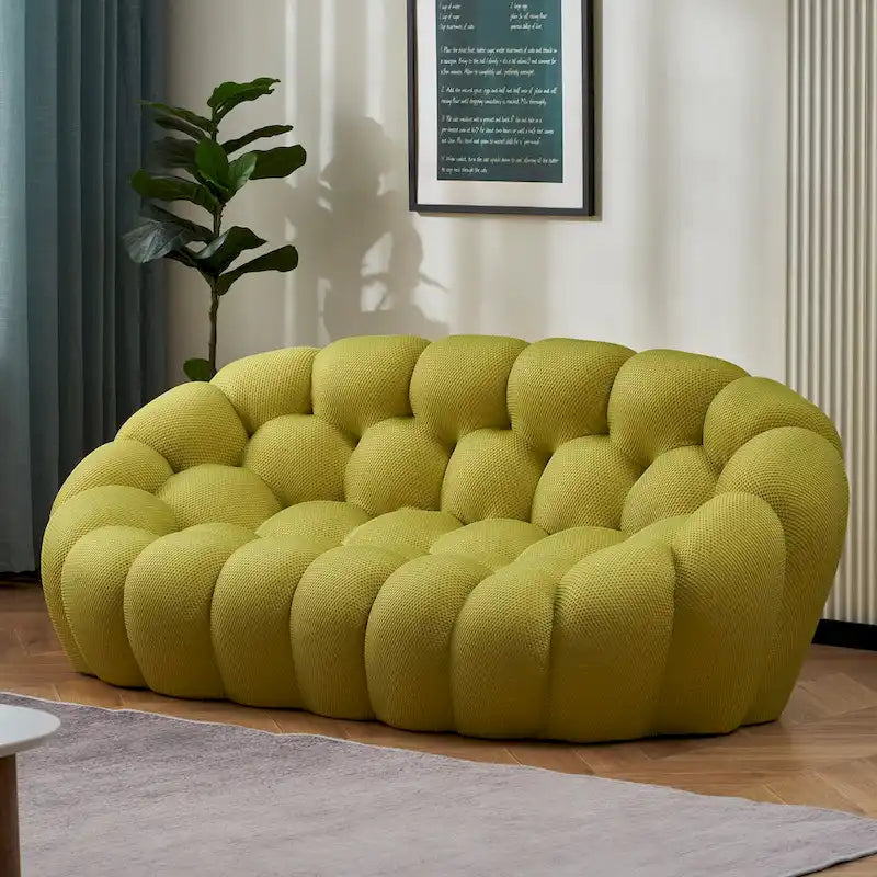 2-Seat Bubble Curved Lazy Sofa Honeycomb Shaped with 3D Textile Fabric for Living Room Salon Apartment