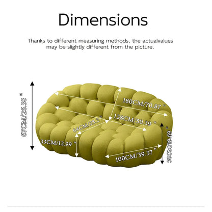 2-Seat Bubble Curved Lazy Sofa Honeycomb Shaped with 3D Textile Fabric for Living Room Salon Apartment