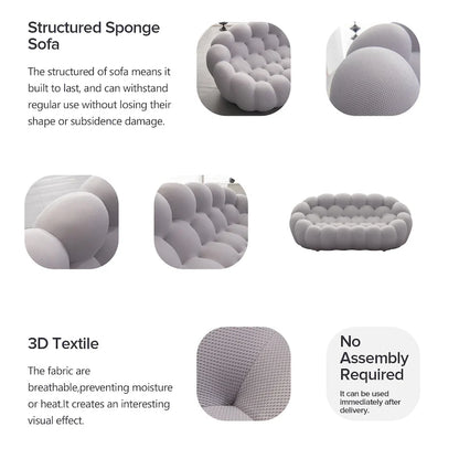2-Seat Bubble Curved Lazy Sofa Honeycomb Shaped with 3D Textile Fabric for Living Room Salon Apartment