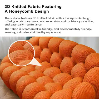 2-Seat Bubble Curved Lazy Sofa Honeycomb Shaped with 3D Textile Fabric for Living Room Salon Apartment