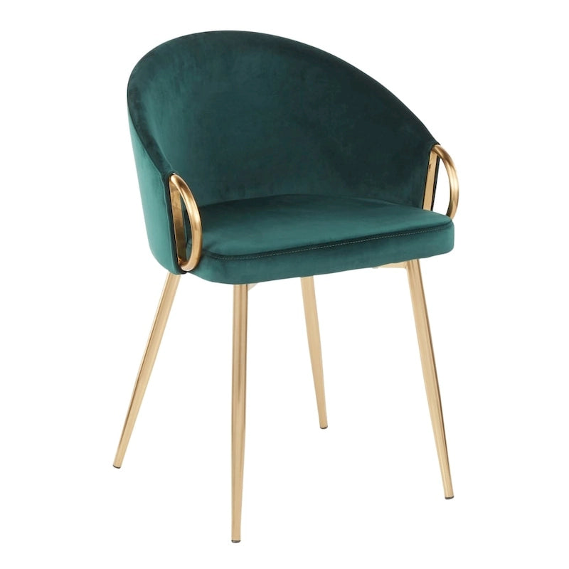 Silver Orchid Battista Glam Gold Upholstered Chair - N/A