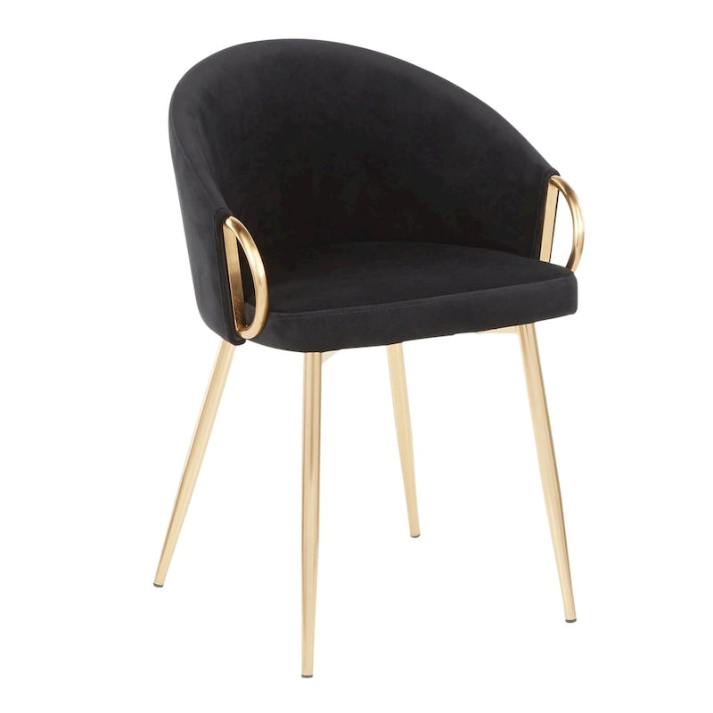 Silver Orchid Battista Glam Gold Upholstered Chair - N/A