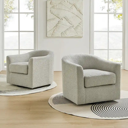 Rita Modern Ergonomic Boucle Upholstered Swivel Barrel Chair Set of 2 by HULALA HOME