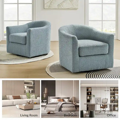 Rita Modern Ergonomic Boucle Upholstered Swivel Barrel Chair Set of 2 by HULALA HOME